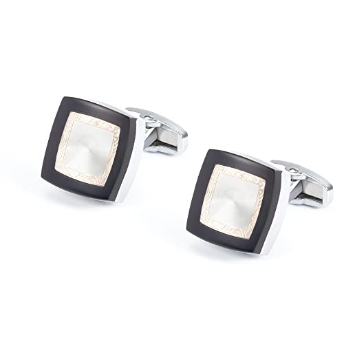 WIPPWER Jewelry Cufflinks Men's Shirt Cufflinks Square Silver Enamel Metal Cufflinks French Shirt Men's Cufflinks von WIPPWER