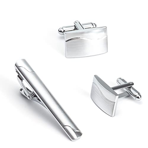 WIPPWER Jewelry Cufflinks Plated Gold Brushed Metal Cufflinks Lavalier Set Men's French Tie Clip Cufflinks von WIPPWER