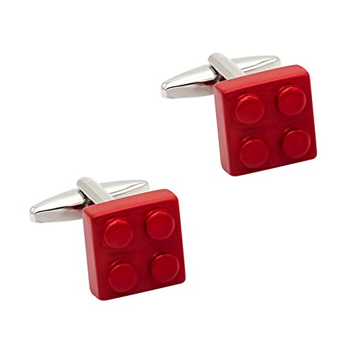 WIPPWER Jewelry Cufflinks Red Building Block Plated Metal Cufflinks Men's French Shirt Cuff Buttons von WIPPWER