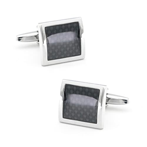 WIPPWER Men's Cufflink Links Black Color Carbon Fibre Design Material Cufflinks Wedding Party Cufflink von WIPPWER