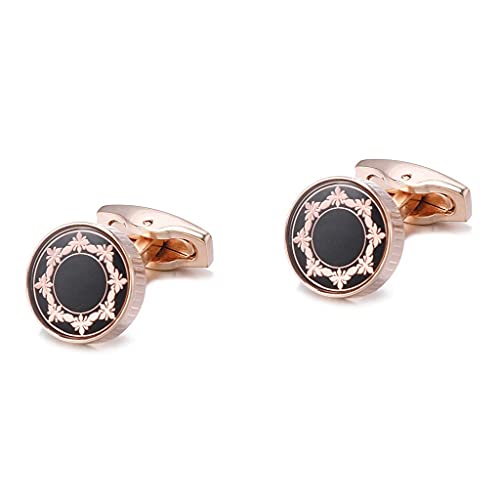 WIPPWER Men's Cufflinks Gifts Daily Business Accessories Trendy Retro Round Rose Gold Pattern Shirt Cuff Links von WIPPWER