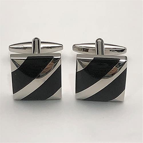 WIPPWER Men's Cufflinks Suit French Shirt Black Square Striped Cufflinks Elegant Personality von WIPPWER