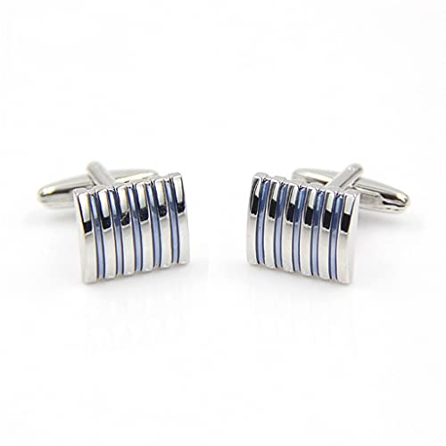 WIPPWER Men's French Shirt Cufflinks Square Blue Striped Sleeve Nails Shirt Cufflinks Accessories von WIPPWER