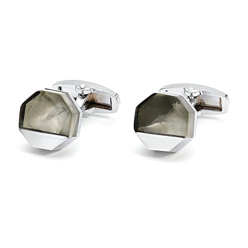 WIPPWER Men's Shirt Cufflinks Fashion Pattern Hexagon Silver Cuff Nail Buttons von WIPPWER