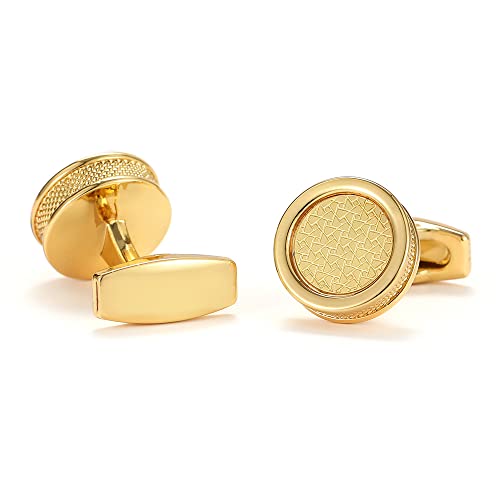 WIPPWER Men's Shirt Cufflinks Fashion Pattern Round Full Gold Shirt Cuff Nail Buttons WIPPWER Men's Shirt Cufflinks Fashion Pattern Round Full Gold Shirt Cuff Nail Buttons von WIPPWER