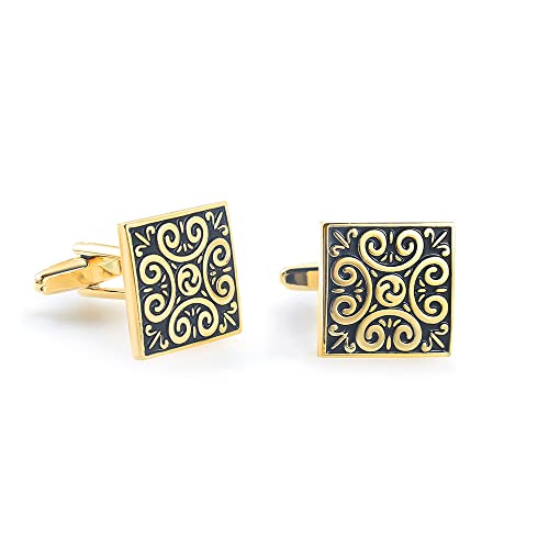 WIPPWER Men's Shirt Cufflinks Gold Square Vintage Roman Pattern Metal French Cufflinks WIPPWER Men's Shirt Cufflinks Gold Square Vintage Roman Pattern Metal French Cufflinks von WIPPWER