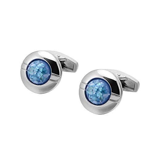 WIPPWER Men's Shirt Cufflinks Inlaid Sky Blue Color Crystal Round French Cufflinks Shirt Sleeve Nails Men's French Buttons WIPPWER Men's Shirt Cufflinks Inlaid Sky Blue Color Crystal Round French Cufflinks Shirt Sleeve Nails Men's French Buttons von WIPPWER