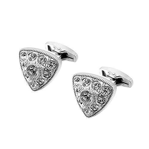 WIPPWER Men's Shirt Cufflinks Metal Cufflinks Simple Round Triangle Full Diamond White Crystal French Cufflinks WIPPWER Men's Shirt Cufflinks Metal Cufflinks Simple Round Triangle Full Diamond White Crystal French Cufflinks von WIPPWER