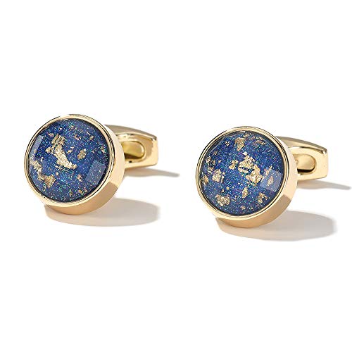 WIPPWER Men's Shirt Cufflinks Round Gold Colorful Cuff Nails von WIPPWER
