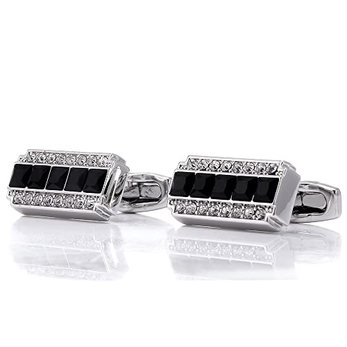 WIPPWER Men's Shirt Cufflinks Silver Rectangular Inlaid Black Crystal French Shirt Business Cufflinks Black and White Two Color Diamond Women's Sleeve Nails WIPPWER Men's Shirt Cufflinks Silver Rectangular Inlaid Black Crystal French Shirt Business Cufflinks Black and White Two Color Diamond Women's Sleeve Nails von WIPPWER