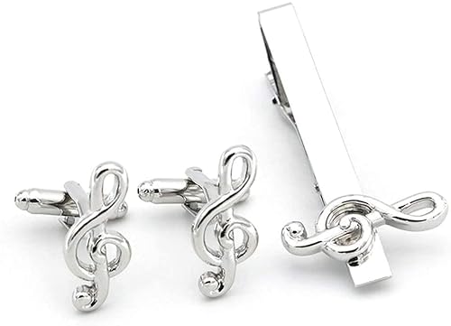 WIPPWER Mens Cufflinks Elegant Style Cuff Art Series Steel Color Musical Symbol Cuffs Buttons Nek Thai Pin Set Men's Accessories Gift French Shirt Cuffs Button Male Jewelry Clothing Accessories von WIPPWER