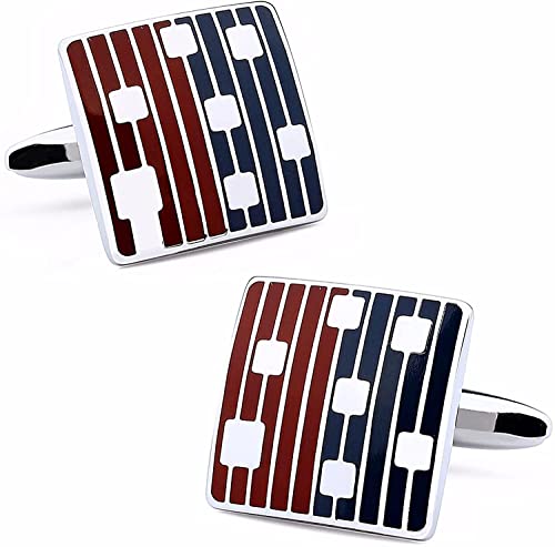 WIPPWER Mens Cufflinks Elegant Style Cuff Cufflink Cufflinks Dress White Shirts 2 Button Cuffs Button Closure Knot Multi Color Enamel Lendy Square Cufflink Button Cufflinks von WIPPWER