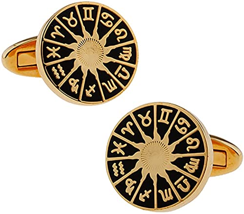 WIPPWER Mens Cufflinks Elegant Style Cuff Cufflinks 12 Constellation Astrolor Begoholden Cufflinks Fashion Men's French Shirt Accessories Retro Business Cufflinks Cufflinks von WIPPWER