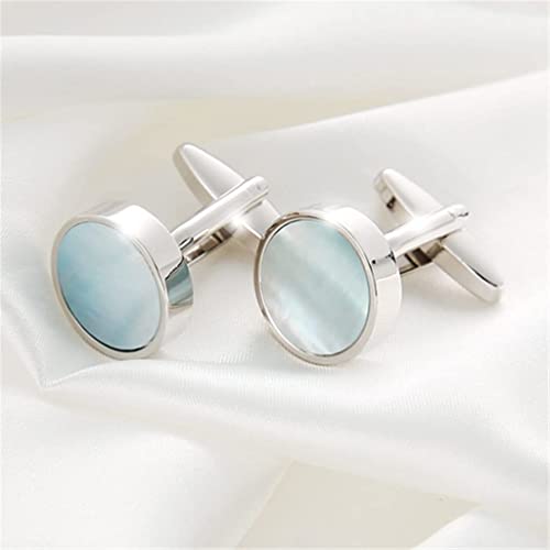 WIPPWER Mens Cufflinks Elegant Style Cuff Cufflinks Blue Color Sea Shell Kappa Men's Cufflink Party Wedding Suit Shirt Cuffs Button Unique Elegance Clothing Accessories von WIPPWER
