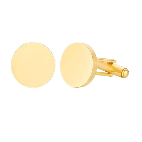 WIPPWER Mens Cufflinks Elegant Style Cuff Cufflinks Changing The First Cufflinks for Wedding Birthday Groom Gifts Stainless Steel Cufflinks Statement Jewelry Cufflinks(Round Gold) von WIPPWER