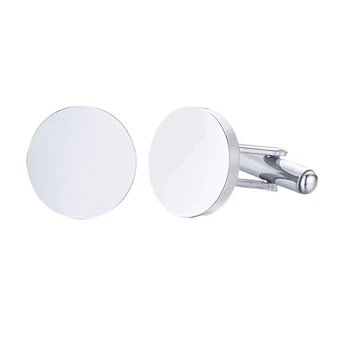 WIPPWER Mens Cufflinks Elegant Style Cuff Cufflinks Changing The First Cufflinks for Wedding Birthday Groom Gifts Stainless Steel Cufflinks Statement Jewelry Cufflinks(Round Silver) von WIPPWER