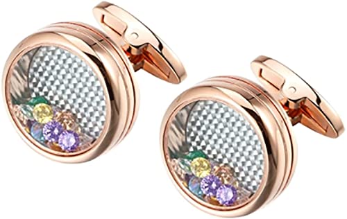 WIPPWER Mens Cufflinks Elegant Style Cuff Cufflinks Men's Wedding Groom Gift Cufflinks Caragir Cochakrinks Modest Luxury Round Multi-Collar Crystal Cufflinks Clothing Accessories(Red) von WIPPWER
