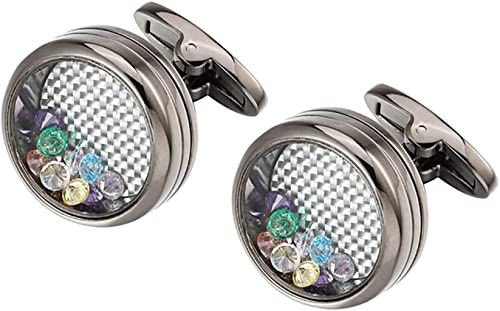 WIPPWER Mens Cufflinks Elegant Style Cuff Cufflinks Men's Wedding Groom Gift Cufflinks Caragir Cochakrinks Modest Luxury Round Multi-Collar Crystal Cufflinks Cufflinks(Black) von WIPPWER