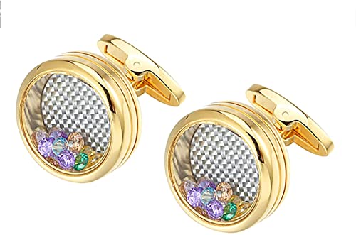 WIPPWER Mens Cufflinks Elegant Style Cuff Cufflinks Men's Wedding Groom Gift Cufflinks Caragir Cochakrinks Modest Luxury Round Multi-Collar Crystal Cufflinks Cufflinks(Gold) von WIPPWER
