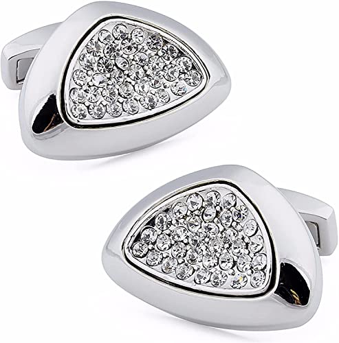 WIPPWER Mens Cufflinks Elegant Style Cuff Cufflinks Pretail Triangle Crystal Cufflinks 25 * 17mm for Men Wedding Accessories Cufflinks Shirt Cuff Links Designer Clothing Accessories(White) von WIPPWER