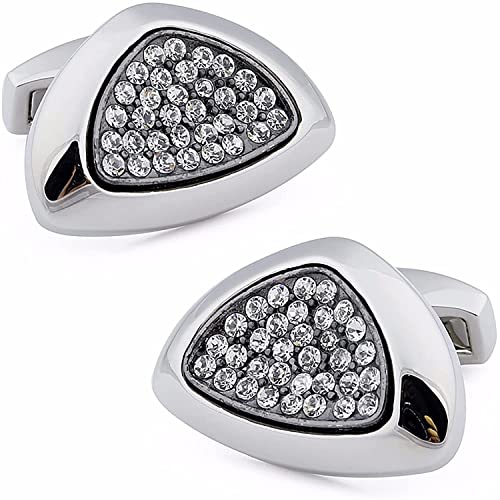WIPPWER Mens Cufflinks Elegant Style Cuff Cufflinks Pretail Triangle Crystal Cufflinks 25 * 17mm for Men Wedding Accessories Cufflinks Shirt Cuff Links Designer Cufflinks(Black) von WIPPWER
