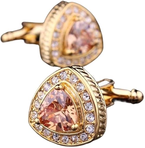 WIPPWER Mens Cufflinks Elegant Style Cuff Gold Crystal Cuff Links Metals Unique Cufflinks Gift Personalized Shirt Men's Accessories Cufflinks Cufflinks(Pink) von WIPPWER