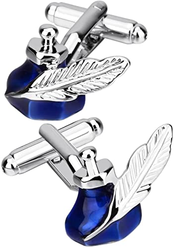 WIPPWER Mens Cufflinks Elegant Style Cuff Men's Business Shirt Retro Youropa Blue Ink Tank Cuffs Button Gift Feacha Cuffs Button Clothing Accessories von WIPPWER