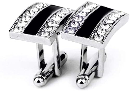 WIPPWER Mens Cufflinks Elegant Style Cuff Men's Elegant Style Cufflinks Set Wedding Business Men's Jewelry Gift Fashion Black Glazing Silver Color Cuff Button Clothing Accessories von WIPPWER