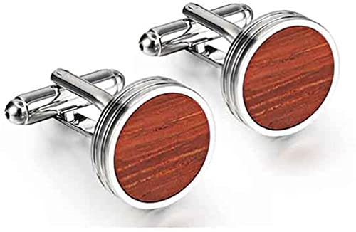 WIPPWER Mens Cufflinks Elegant Style Cuff Men's Fine Gift Cufflinks Wooden Cufflinks Round Wood Cufflinks Individual Elegance Cufflinks von WIPPWER