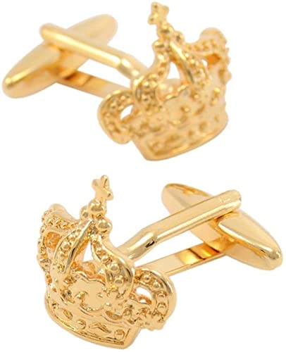 WIPPWER Mens Cufflinks Elegant Style Cuff Tuxedo Cufflink Luxury Gold Collar Crown Cuff Link Scuffle Crink Swedding Gift Jewelry Clothing Accessories(Cufflinks with Box A) von WIPPWER