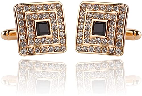 WIPPWER Mens Cufflinks Elegant Style Cuff Tuxedo Cufflinks, Creative Men's Cufflinks, French Style Diamond Cufflinks Shirt Stud Cufflinks(Golden) von WIPPWER