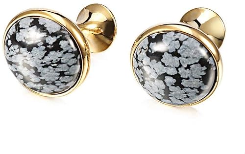 WIPPWER Mens Cufflinks Elegant Style Cuff Tuxedo Cufflinks, Jewelry Shirts for Men's Button Cufflink Scufflinks Stone Clothing Accessories(Gold) von WIPPWER