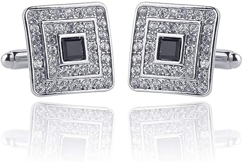 WIPPWER Mens Cufflinks Elegant Style Cuff Tuxedo Cufflinks Wild Rinstone Square Cuff Nail Sleeve Men's Cufflink Buckle Clothing Accessories(Silver) von WIPPWER