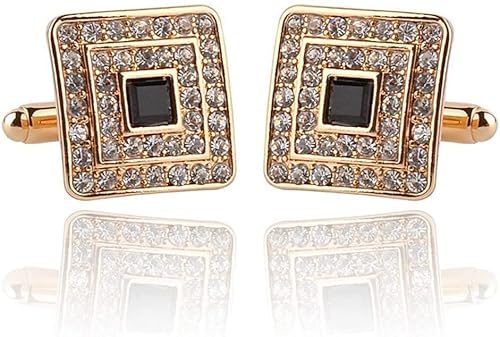 WIPPWER Mens Cufflinks Elegant Style Cuff Tuxedo Cufflinks Wild Rinstone Square Cuff Nail Sleeve Men's Cufflink Buckle Cufflinks(Gold) von WIPPWER