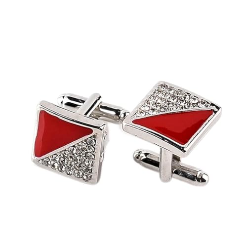 WIPPWER One Pair Men's Fashion Cufflinks Crystal Silver Color Button Tie Clips for Gentleman Shirt Wedding Cuff Links(Red) von WIPPWER