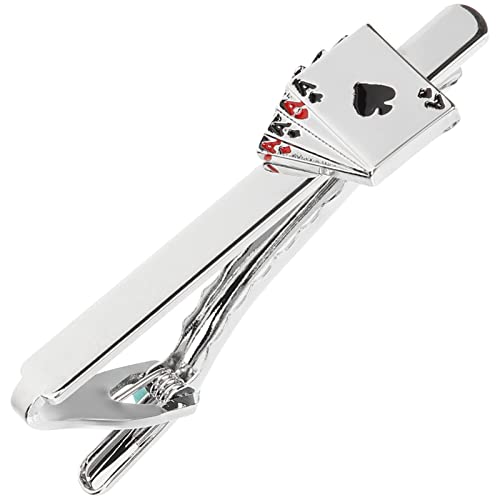 WIPPWER Poker Tie Clip Bridge Game Tie Clip Metal Suit Tie Pin Necktie Clip Tie Bar Pinch Clips for Wedding Anniversary Business and Daily Life von WIPPWER