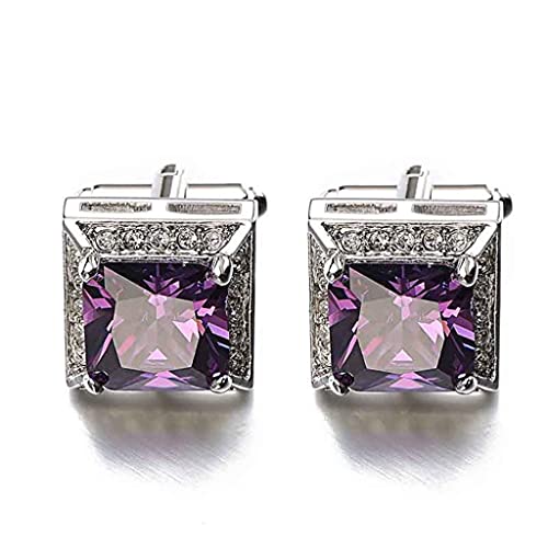 WIPPWER Purple Zircon Cufflinks Brand Crystal Groom Wedding Cuff Links for Mens with Individual von WIPPWER