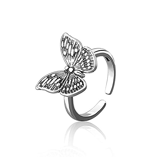 WIPPWER Ringe for Damen, Retro-Schmetterling, Öffnungsringe for Damen, versilberte Ringe, schöner Tierschmuck, Valentinstagsgeschenk, verstellbare Größe von WIPPWER