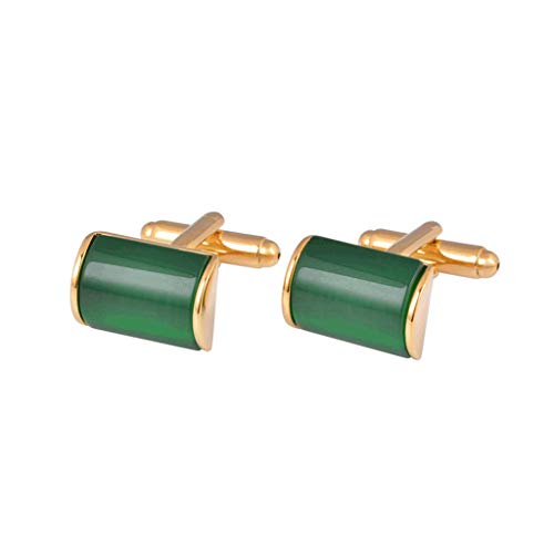 WIPPWER Romantic Green and Gold Cufflinks Imitation Crystal Cuff Links French Cuff Links Nail Sleeve Button for Wedding von WIPPWER