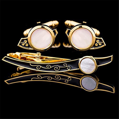 WIPPWER Shell Cuff Links Necktie Clip for Tie Pin for Mens Tie Bars Cufflinks Tie Clip Set Cufflinks Guests von WIPPWER