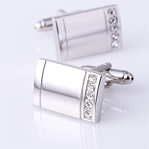 WIPPWER Silver Diamond Cufflinks Men's Business French Cuff Button Cuff Nails von WIPPWER