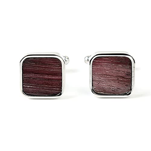 WIPPWER Square French Cufflinks Male Red Shirt Wood Dark Brown Wooden Cuff Nail Retro Suit Clothing Accessories von WIPPWER