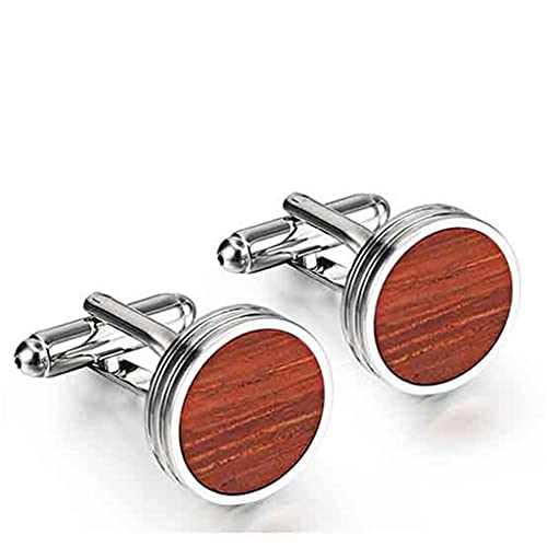 WIPPWER Wooden Cufflinks for Mens Fine Gift Cuff Buttons Round Wood Cuff Links Individual von WIPPWER