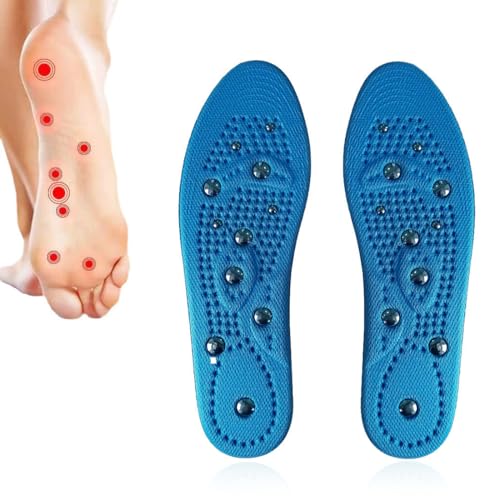 1 Paar Magnetische Einlegesohlen, Akupressur Einlegesohlen, Magnetische Massage Gel Einlegesohlen Herrn Damen, Akupressur Schuheinlagen für Arbeitsschuhe (Blau, 35-40) von WIRZUL