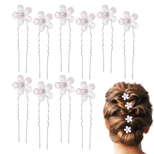 10 Mini-Blumen-Haarspangen, niedliche Strass-Haarspangen, Blumen-Haarspangen für Damen und Mädchen, geeignet für Fotoshootings, Alltag, Partys und Hochzeiten (weiß). von WIRZUL