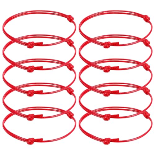 10 Stück Kabbala-Armbänder mit rotem Seil, verstellbar, Glücksbringer | Rotes Seil-Amulett, Glücksbringer, Schutz vor Schicksal, verstellbares Seil-Armband, Unisex 10 Stück Kabbala-Armbänder mit rotem Seil, verstellbar, Glücksbringer | Rotes Seil-Amulett, Glücksbringer, Schutz vor Schicksal, verstellbares Seil-Armband, Unisex von WIRZUL