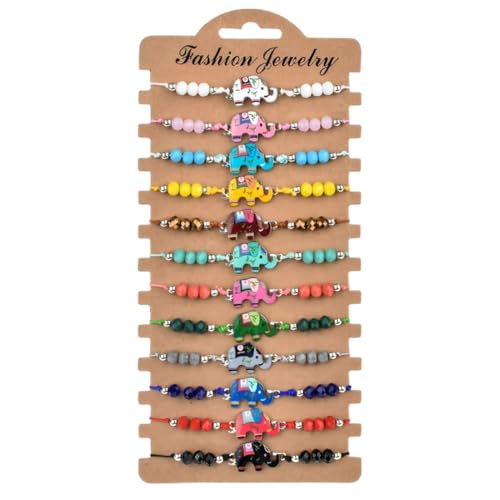 12 Stück Freundschaft Armbänder, Handgefertigt Geflochten Wickelarmband Kinder Mädchen Armband Gewebte Dünn Armbänder Freundschaftsarmband für Frauen Mädchen (Elefantenbaby) von WIRZUL