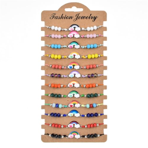 12 Stück Freundschaft Armbänder, Handgefertigt Geflochten Wickelarmband Kinder Mädchen Armband Gewebte Dünn Armbänder Freundschaftsarmband für Frauen Mädchen (Regenbogen) von WIRZUL