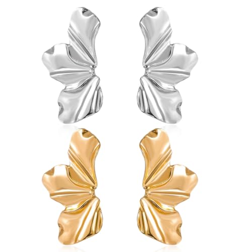 2 Paare Creolen Gold/Silber für Damen Blumen Ohrringe Gold Creolen Set Hypoallergen Ohrringe Creolen Leichte Ohrringe Creolen Silber/Gold für Mädchen 2 Paare Creolen Gold/Silber für Damen Blumen Ohrringe Gold Creolen Set Hypoallergen Ohrringe Creolen Leichte Ohrringe Creolen Silber/Gold für Mädchen von WIRZUL