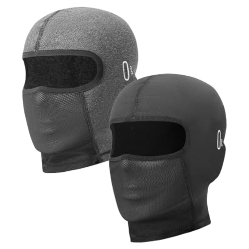 2 Sommer-Sturmhauben, atmungsaktive Gesichtsmasken mit UV-Schutz, Unisex, geeignet zum Radfahren, Motorradfahren, Skifahren und anderen Outdoor-Sportarten (Schwarz und Grau). von WIRZUL